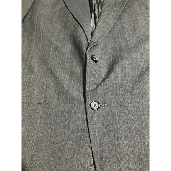 Hart Schaffner Marx Sport Coat 44R, Gray Striped Blazer Jacket, Vintage Men's US - Picture 2 of 14